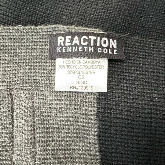 Kenneth Cole Reaction Men's Winter Scarf 10"x56" Black & Gray - Picture 4 of 4